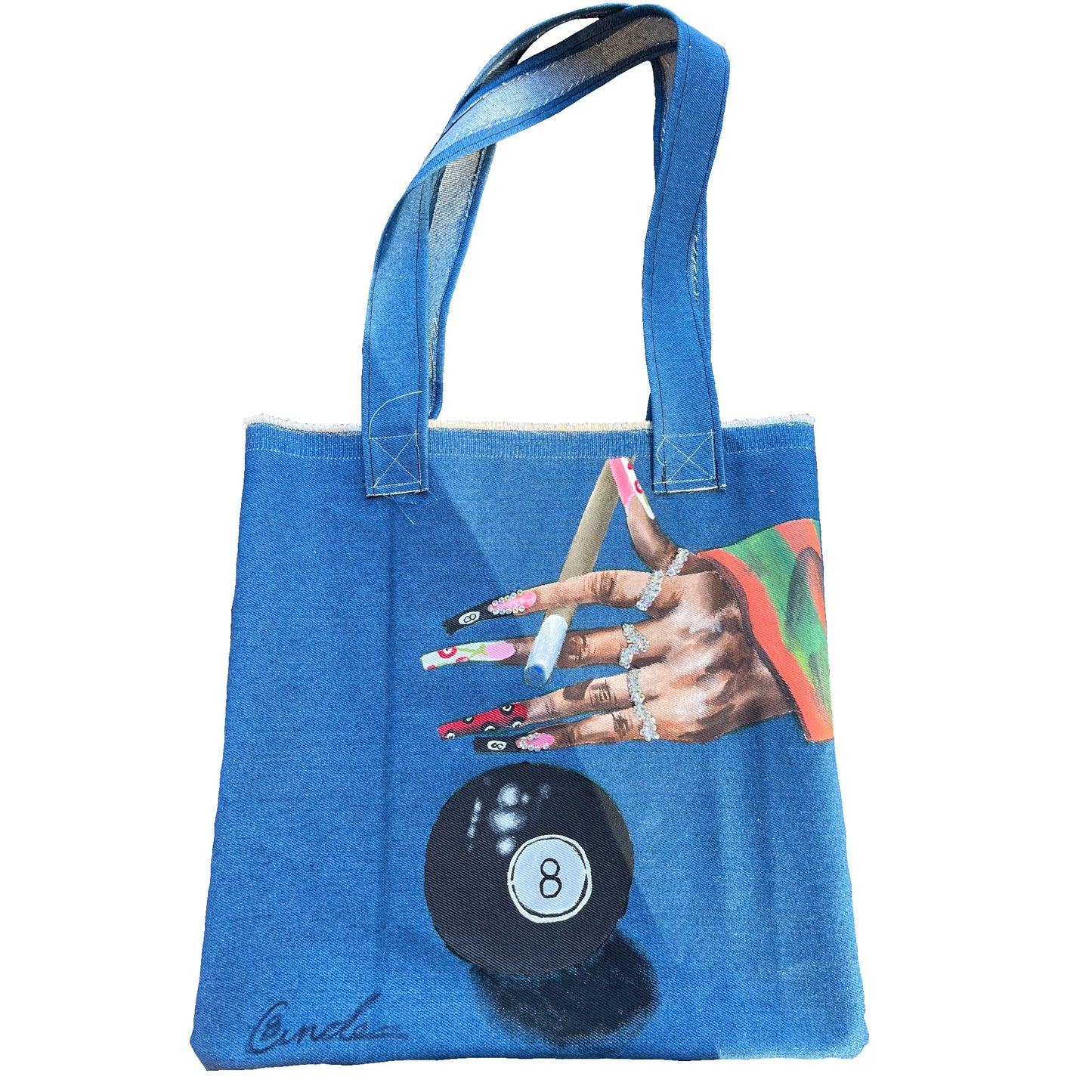 "Playin Pool" Freehanded Tote Bag